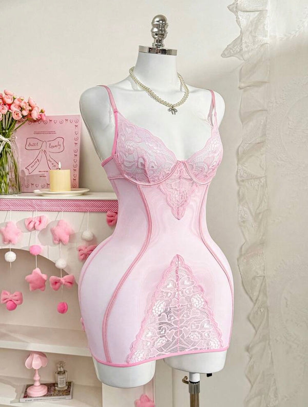 Nuisette rose sans string