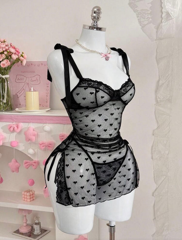 Nuisette noir secy avec string